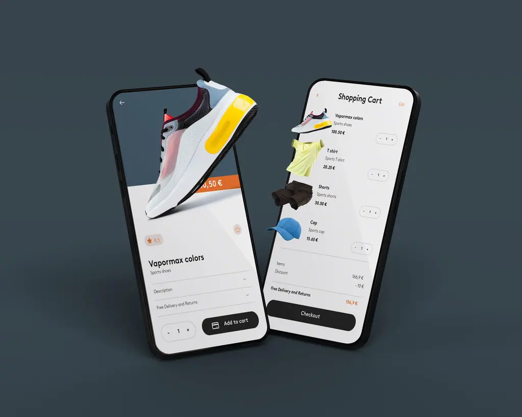 Mobile online store design on a phone