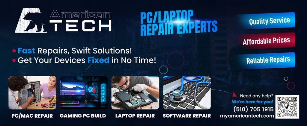 American Tech PC and laptop repair experts shop sign