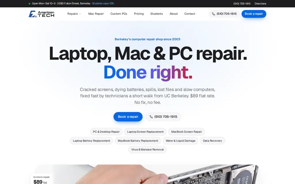 Example of a fast, modern business website